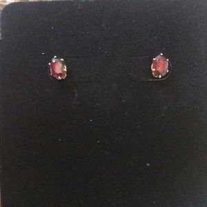 Garnet Colored Stud Earrings